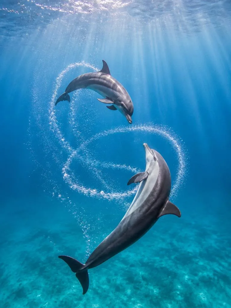 Two Dolphins Playing