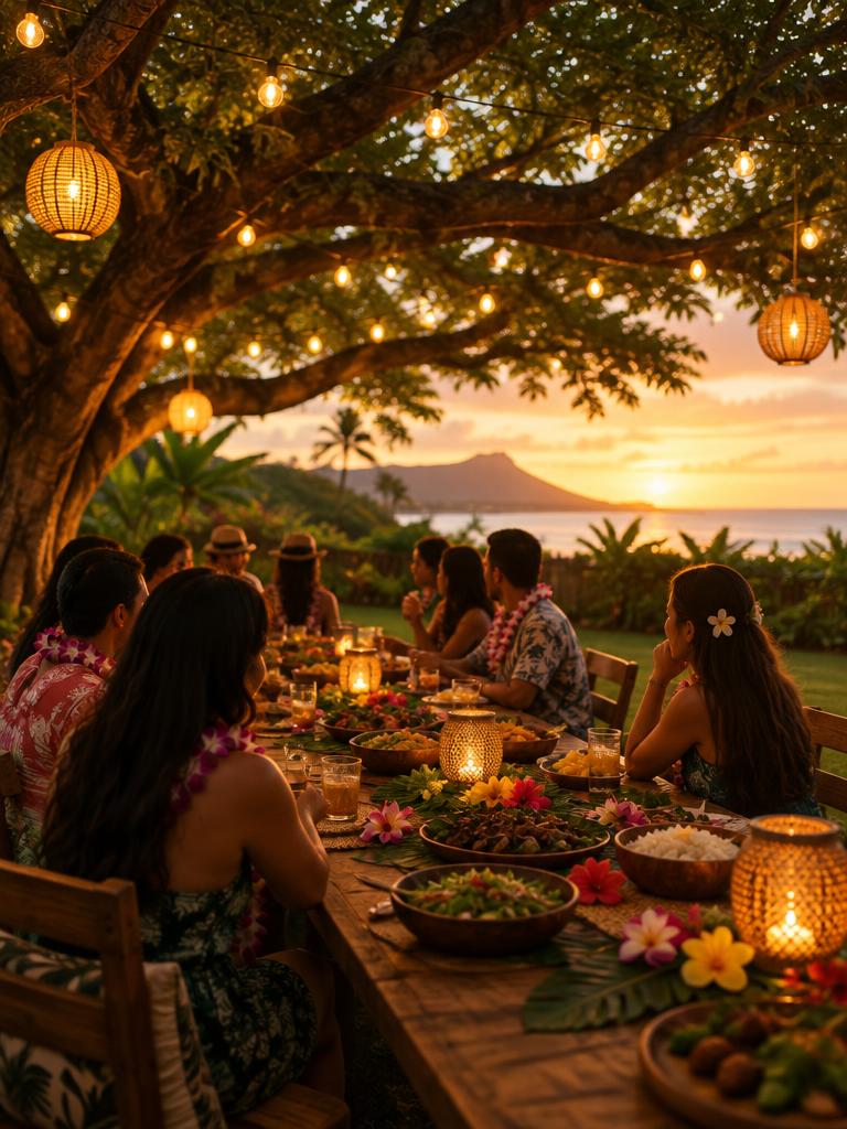 Pāʻina under the Monkeypod