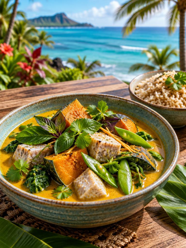 Coconut Curry Kalo & Kabocha