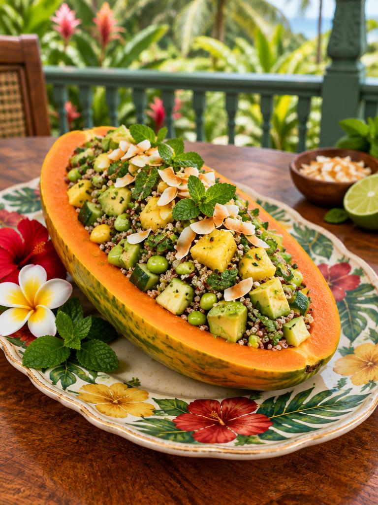 Papaya with Lime-Herb Quinoa