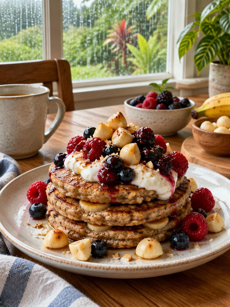 Rainy Morning Banana Oat Pancakes