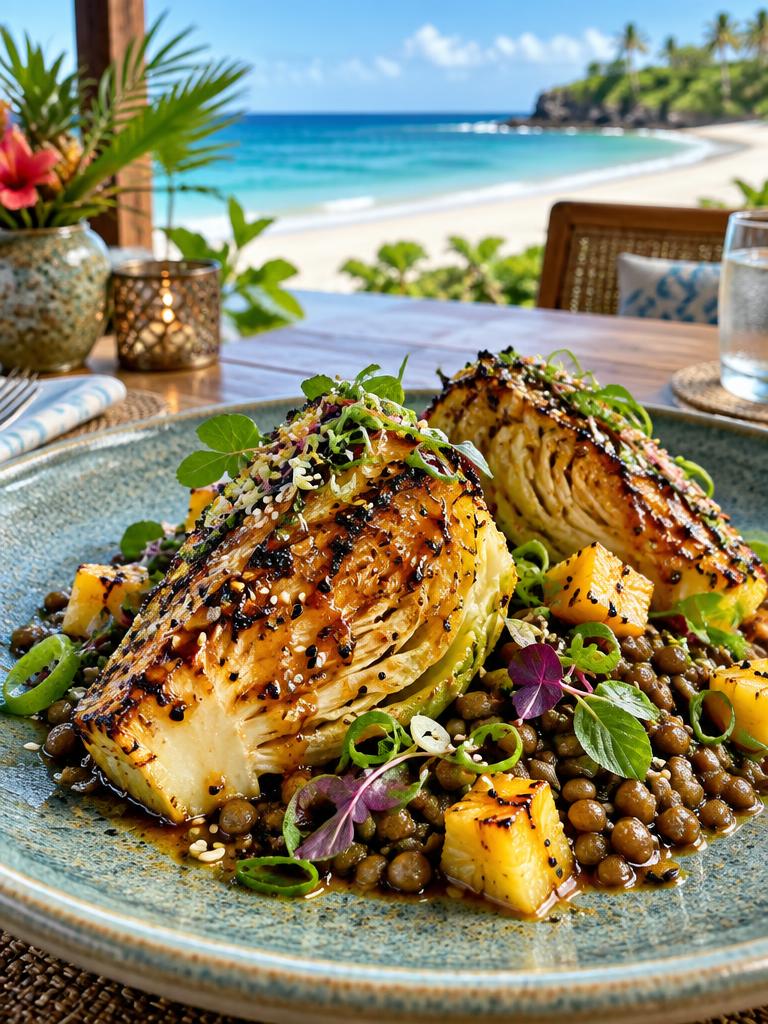 Miso-Pineapple Charred Cabbage