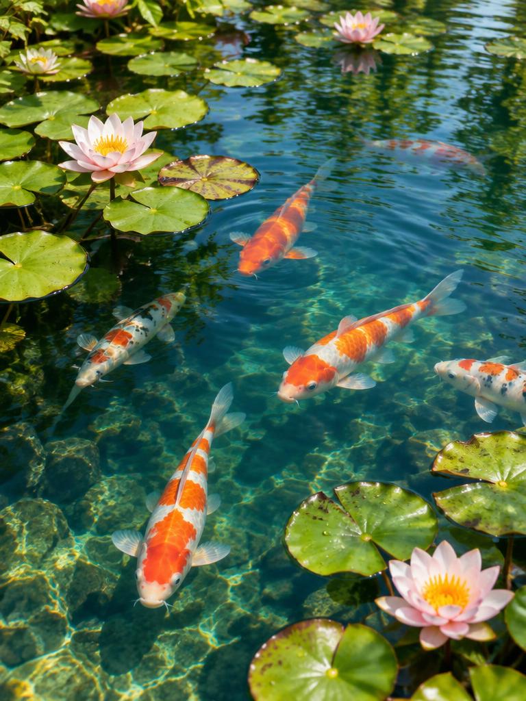 Koi and Water Lilies