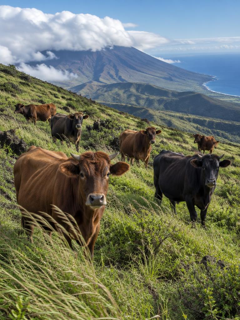 Wild Cattle on the Ridgeline